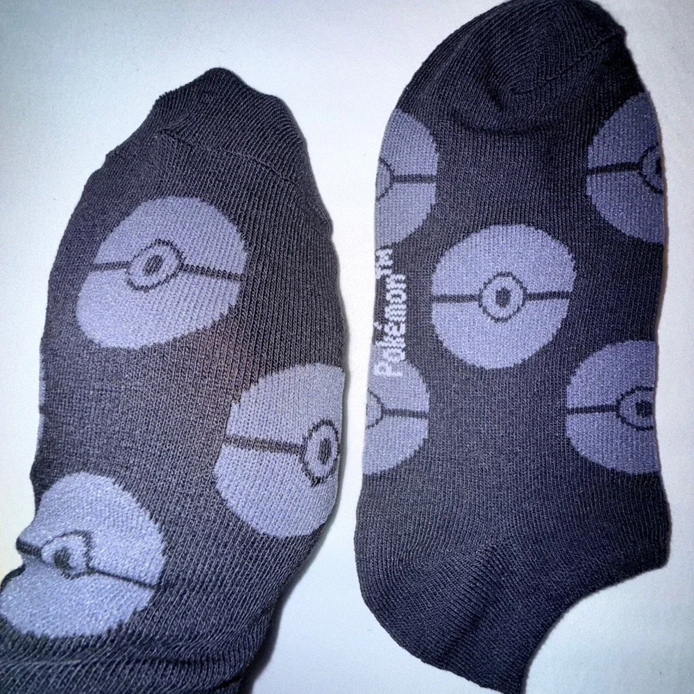 Pokemon No-Show Socks Kids M/L Size 3-10 Grey‎ Yellow NEW 6 Pairs